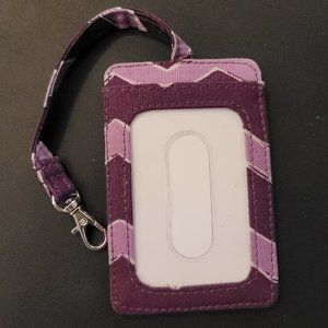 Thirty-One Badge Buddy in Plum Chevron